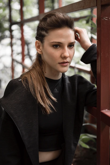 Alina Boz women blonde long hair braids blue eyes face