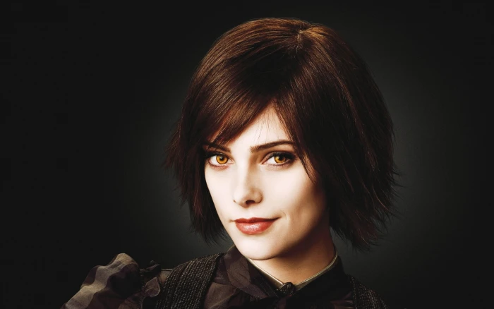 brunettes women twilight actress short hair yellow eyes ashley greene smiles alice cullen People Actresses HD Art 2k
