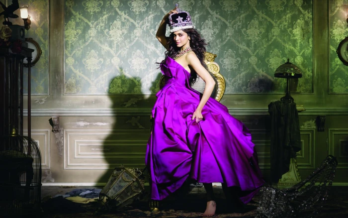 Deepika Padukone In Purple Dress women's purple staine tube ball gown
