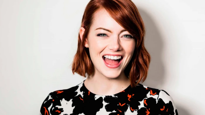Emma Stone actress short hair laughing women portrait