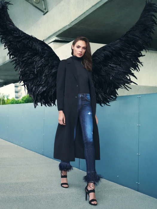 Gal Gadot actress model black coat brunette one person