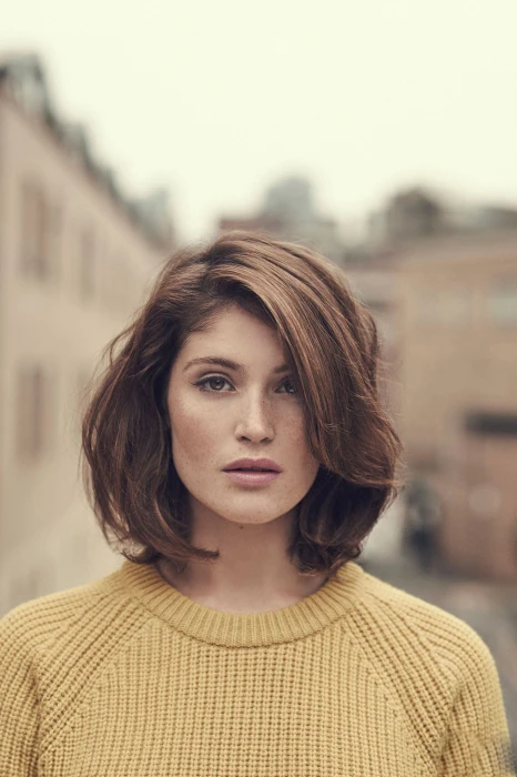 Gemma Arterton women actress shoulder length hair freckles