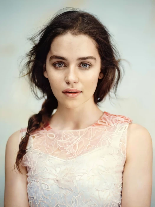 Emilia Clarke women actress blue eyes long hair 28
