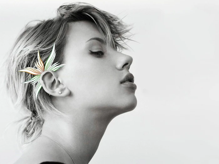 grayscale photo of woman actress Scarlett Johansson portrait