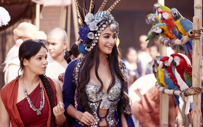 Happy Pooja In Mohenjo Daro women's gray and blue scoop neck top 2k