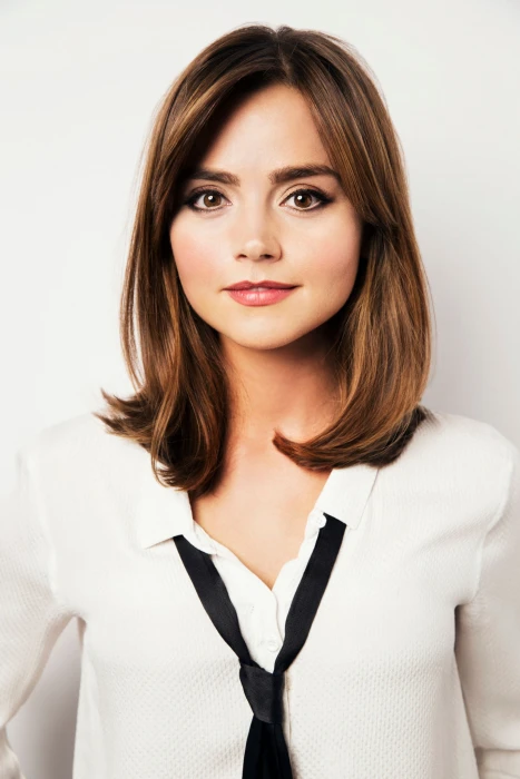 Jenna Coleman Actress women shoulder length hair brunette