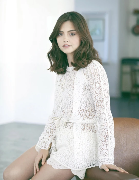 Jenna Louise Coleman women actress long hair white clothing 7