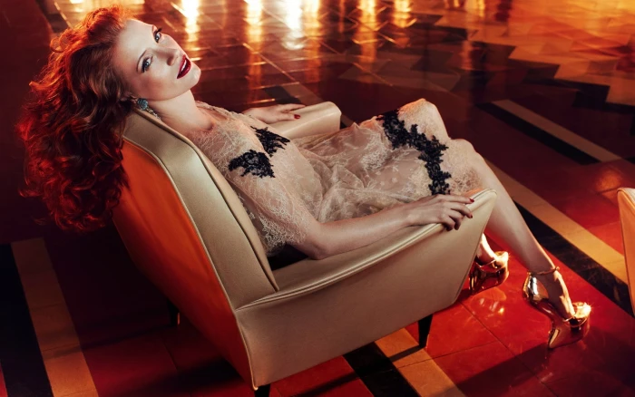 Jessica Chastain women redhead actress dress high heels