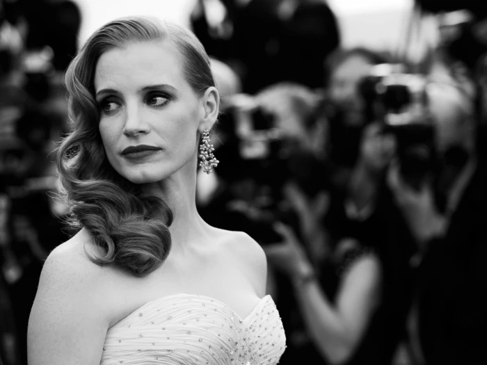 Jessica Chastain women redhead actress monochrome