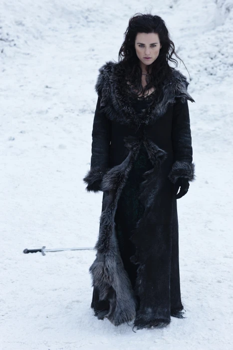 Katie McGrath women actress brunette green eyes snow standing 2k