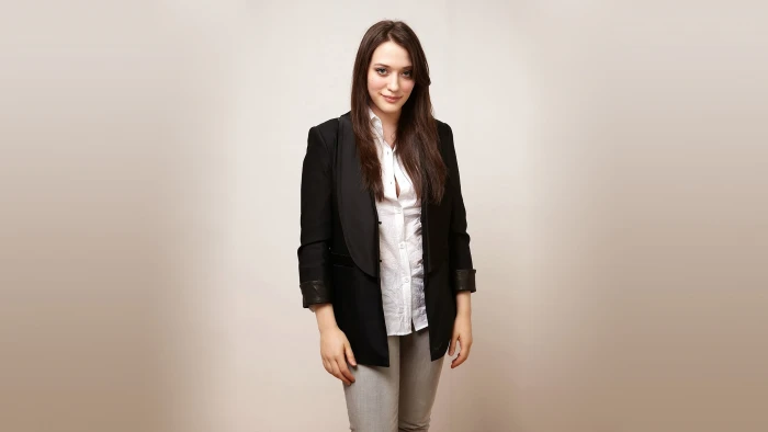 Kat Dennings actress brunette simple background 2k