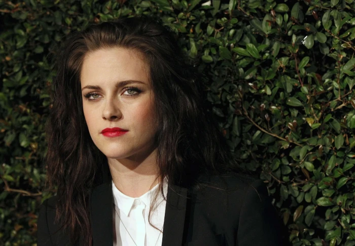 Kristen Stewart actress women brunette red lipstick outdoors