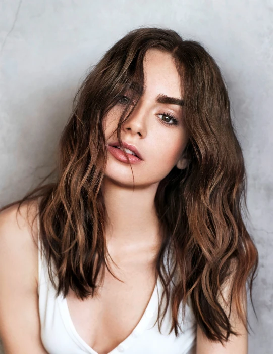 Lily Collins women model actress brunette long hair 2k