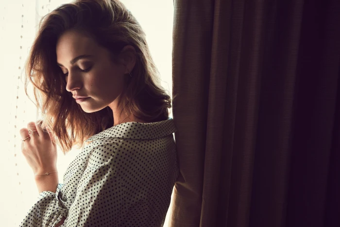 Lily James women actress one person young adult indoors 2k 4k 5k