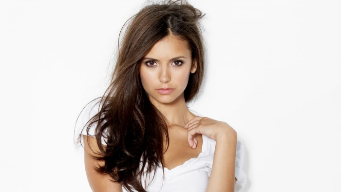 Nina Dobrev brunette women model actress portrait long hair