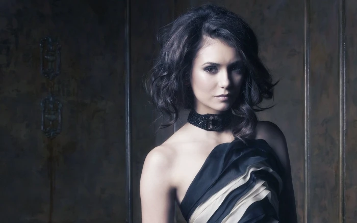 Nina Dobrev women actress bare shoulders portrait beautiful woman