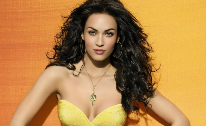 Megan Fox women actress brunette cleavage retouching curly hair