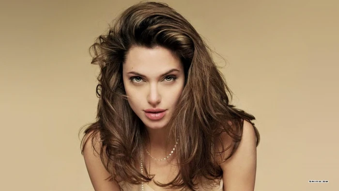 portrait Angelina Jolie long hair women celebrity actress