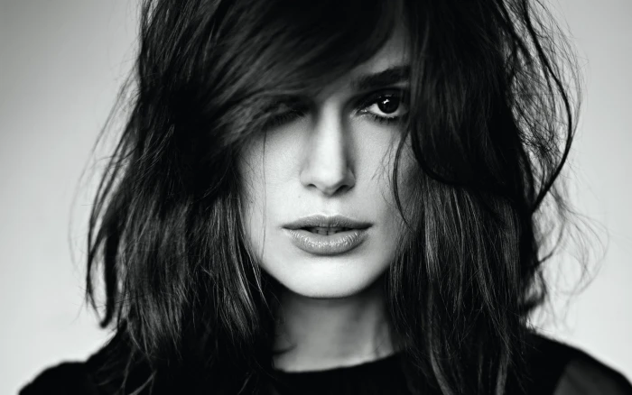 portrait monochrome Keira Knightley women face actress