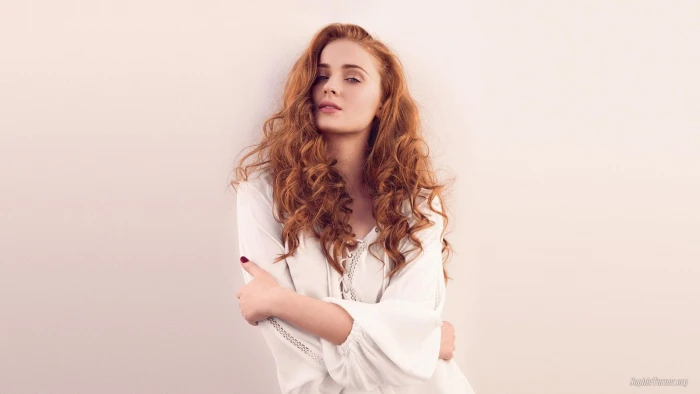 Sophie Turner women actress curly hair long redhead 2k