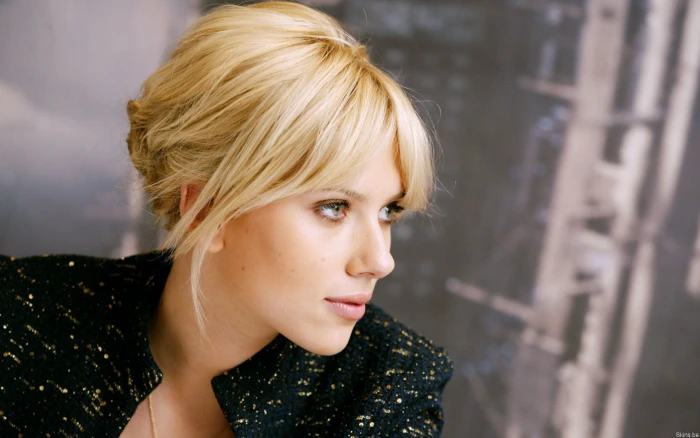 Scarlett Johansson blonde women actress portrait face