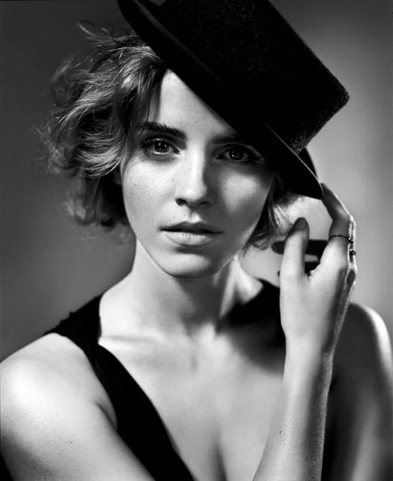 women actress blonde long hair Emma Watson portrait bare shoulders