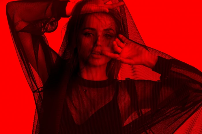 woman in sheer top with red background Ana de Armas Cuban actress 2k