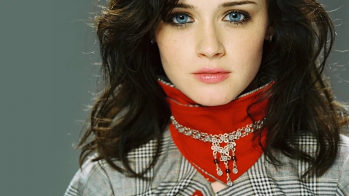 women blue eyes brunette freckles closeup Alexis Bledel