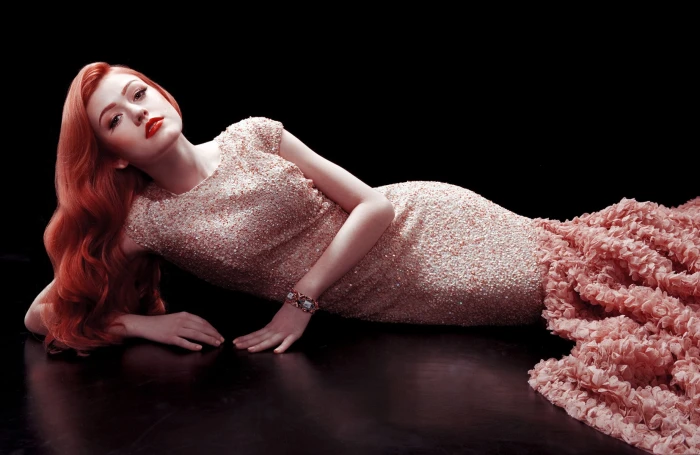 women Katherine Mcnamara celebrity redhead actress looking at viewer