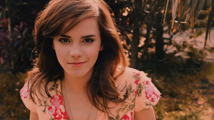 women lips eyes Emma Watson brunette long hair smiling