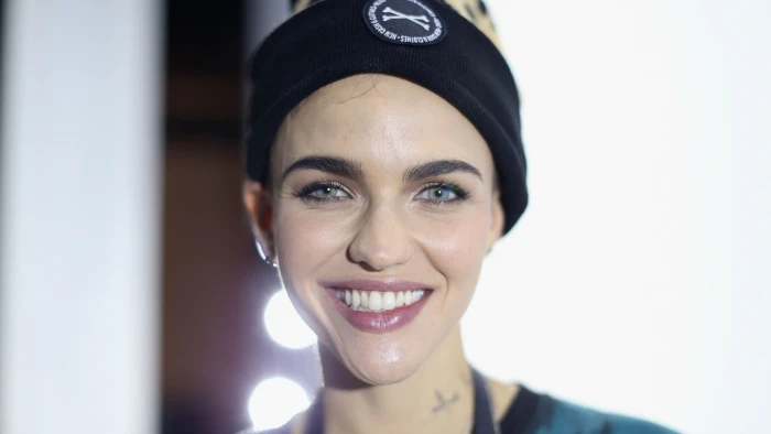 women's black hairband Ruby Rose actress portrait headshot
