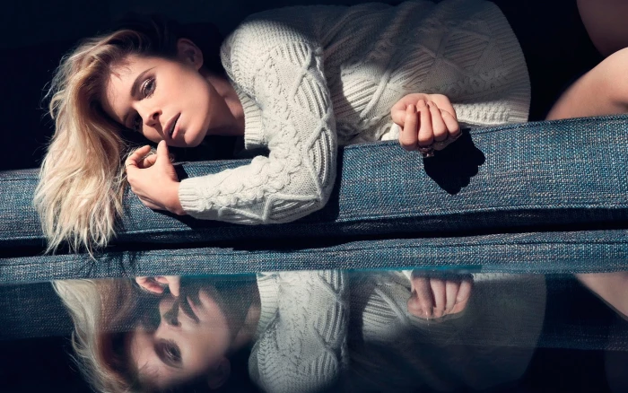 women indoors blonde Kate Mara looking at viewer