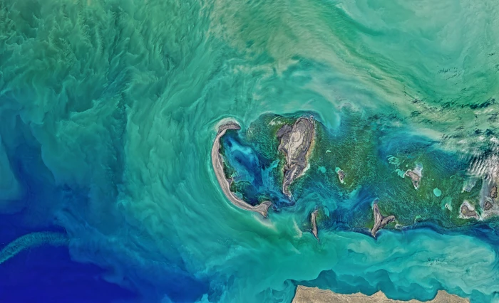 Aerial view Caspian Sea 2k 4k 5k 8k