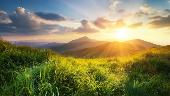 good morning mountain hill mount scenery meadow nature 2k 4k 5k