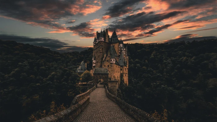 px architecture castle clouds Depth Of Field forest Germany Trees Nature Winter HD Art 2k