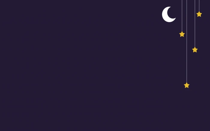 crescent moon and stars on black background wallpaper digital art 2k