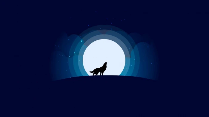 wolf moon moonlight night minimalist sky artistic minimalism 2k