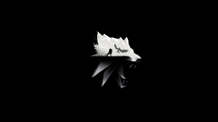 white wolf logo The Witcher 3 Wild Hunt simple background 2k