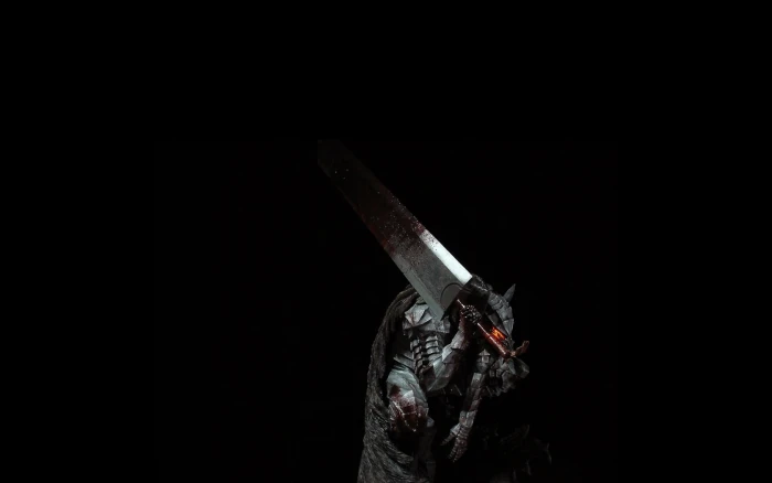 Berserk Guts anime Kentaro Miura minimalism indoors copy space 2k