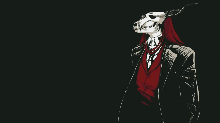 anime manga Mahoutsukai no Yome Elias Ainsworth skull simple background 2k