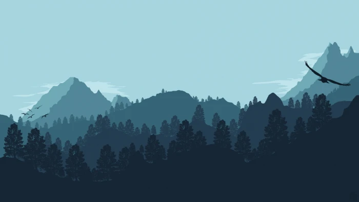 Artistic Mountain Forest Landscape Minimalist Vector tree 2k