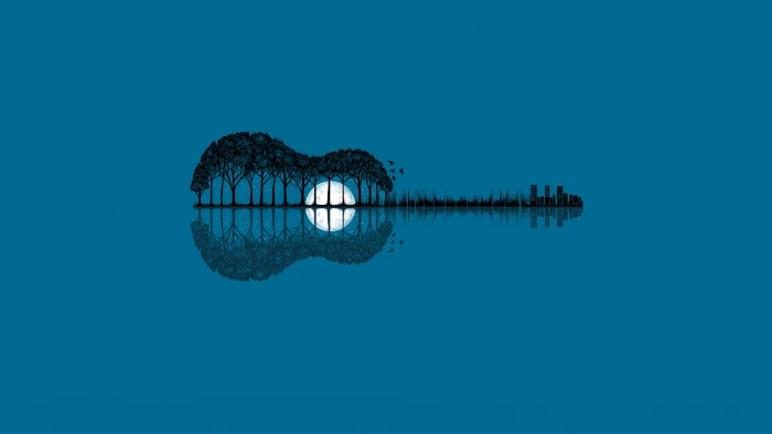 black guitar clip art minimalism reflection simple background 2k