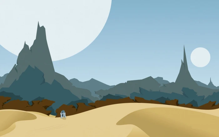 blue mountain illustration nature minimalism cartoon Star Wars 2k