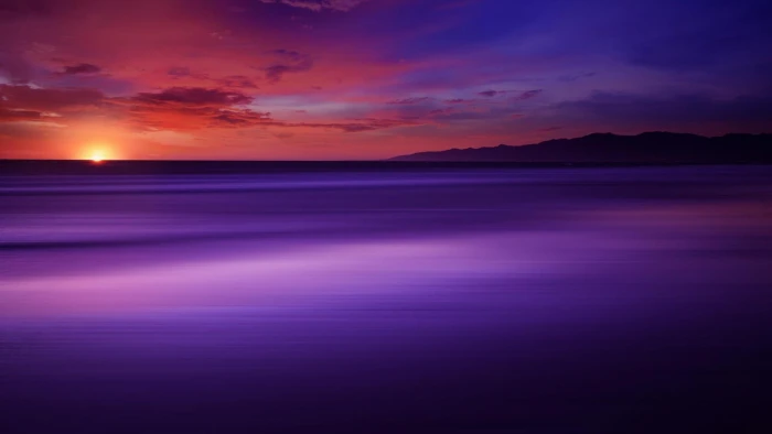 horizon sky afterglow evening calm sunset violet landscape 2k