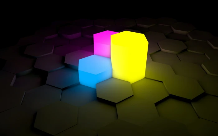 lights abstract minimalism hexagon digital art indoors 2k