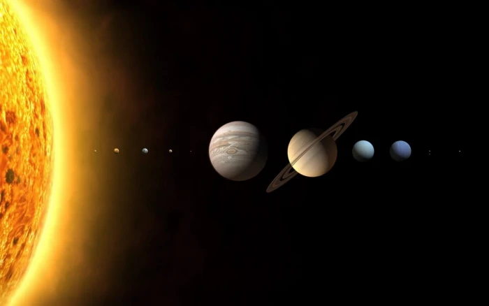 Solar System illustration planet space art digital 2k