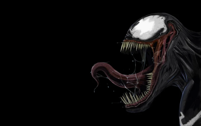 Spider Man Venom Marvel Comics copy space studio shot black background 2k