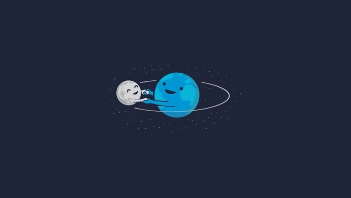 two planet illustrations minimalism simple background space 2k