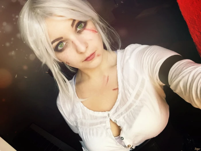 women's white scoop neck top The Witcher 3 Wild Hunt Cirilla Fiona Elen Riannon