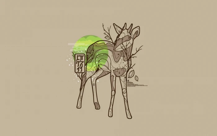 assorted color deer illustration artwork geometry nature simple background 2k